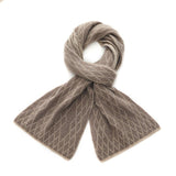 Unisex Geometric Diamond Knit Cashmere Scarf Long Cashmere Warp Taupe M