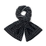 Unisex Geometric Diamond Knit Cashmere Scarf Long Cashmere Warp Black M