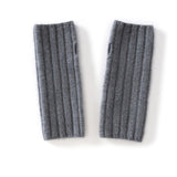 Unisex Ribbed Cashmere Hand Warmers Fingerless Cashmere Gloves Grey M