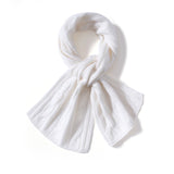 Unisex Short Cable Knit Cashmere Scarf Cashmere Crossover Wrap Ivory M