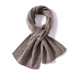 Unisex Short Cable Knit Cashmere Scarf Cashmere Crossover Wrap Taupe M