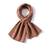 Unisex Short Cable Knit Cashmere Scarf Cashmere Crossover Wrap Brown M