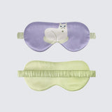 Unisex Silk Eye Mask with Cat Illustration Double Sided Silk Sleep Mask Lavender M