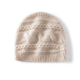 Warm Cashmere Knit Hat Cable Cloche Cashmere Beanie Rib Edge Beige M