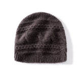 Warm Cashmere Knit Hat Cable Cloche Cashmere Beanie Rib Edge Coffee M