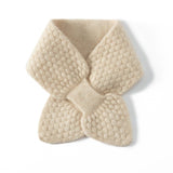 Womens Cashmere Knit Bow Scarf Pull Through Neck Warmer Scarf Beige M