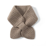 Womens Cashmere Knit Bow Scarf Pull Through Neck Warmer Scarf Taupe M