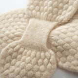 Womens Cashmere Knit Bow Scarf Pull Through Neck Warmer Scarf Beige M