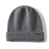 Women and Men Cashmere Beanie Rib Knitted Cashmere Hats Gray M