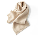 Unisex Pure Cashmere Honeycomb Honeycomb Knit Scarf Wrap Beige M