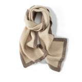 Long Ribbed Cashmere Colorblock Scarf Cashmere Kinit Wrap Scarves Beige L