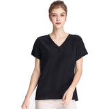 Women Mulberry Silk T-Shirt Short Sleeve V Neck Tank Ladies Silk Shirt Black XL