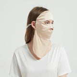 Women Silk Face Masks Breathable Full Sunburn Protection Silk Masks Champagne M