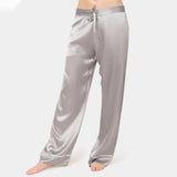 Women Silk Pajama Pants 100% Silk Pants Silk Trousers Gray XS