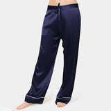 Women Silk Pajama Pants 100% Silk Pants Silk Trousers Navy Blue XS