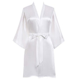 Women Short Silk Kimonos 100% Mulberry Silk Kimono Robe White One size fits most