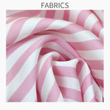 Women Striped Silk Pajamas Long Sleeves Short Pants Pajamas Pink XS