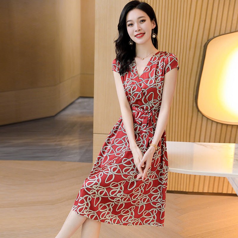 Womens Silk Wrap Dress V Neck Red Silk Dress Silk Summer Dress Red S
