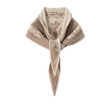 Vintage Floral Jacquard Cashmere Bandana Scarf Cashmere Triangle Scarf Taupe L