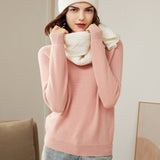 Womens Crew Neck Cashmere Sweater Long Sleeve Cashmere Pullover Pink XS