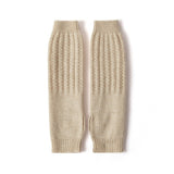Ribbed Cashmere GlovesCashmere Arm Warmers Fingerless Knit Mittens Beige M