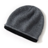 Womens Cashmere Beanie Knitted Cashmere Hats Low Pile Hat Gray M
