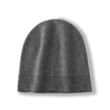 Pure Cashmere Beanie Hat Rib Knitted Hat With Curl Edge Head Warmer Gray M