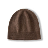 Pure Cashmere Beanie Hat Rib Knitted Hat With Curl Edge Head Warmer Coffee M