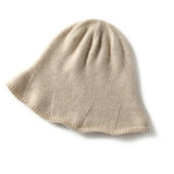 Womens Pure Cashmere Bell Hat Cashmere Bucket Hat With Flared Beige M