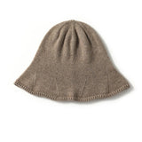 Womens Pure Cashmere Bell Hat Cashmere Bucket Hat With Flared Taupe M