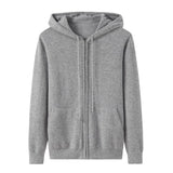Womens Zip - Up Cashmere Hoodie With Kangaroo Pockets Cashmere Cardigans Gray XS