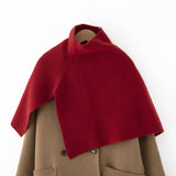 Cashmere Ribbed Cape Scarf Turtleneck Cashmere Clock Shawl Wrap Cape Claret M