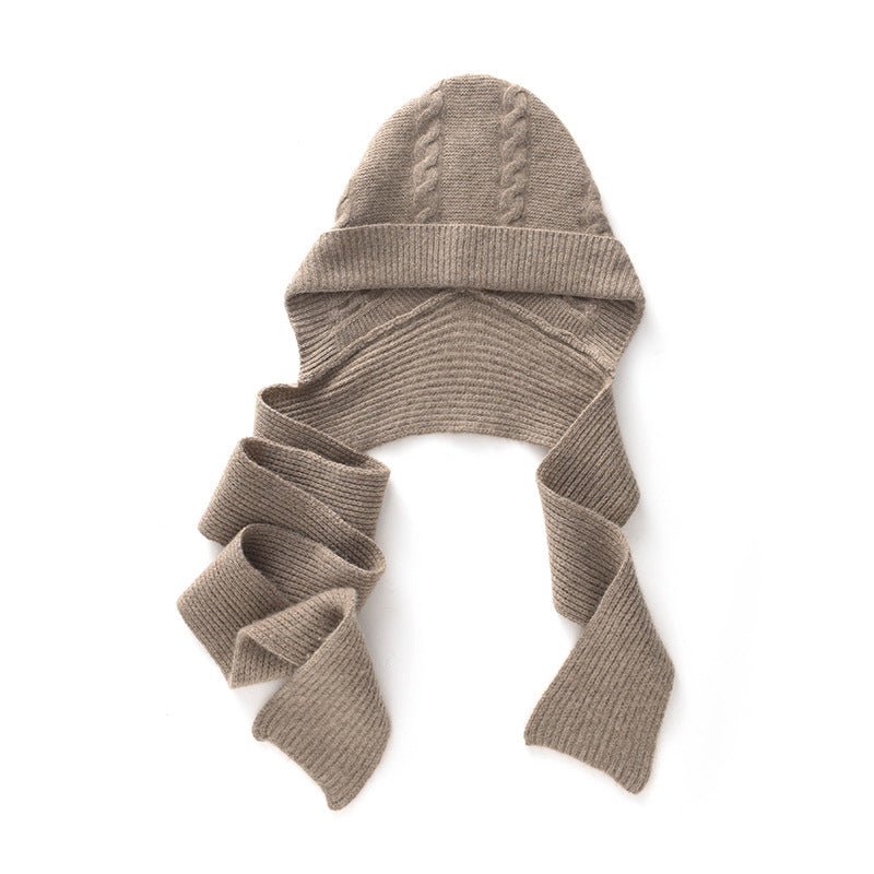 Womens Cashmere Hooded Scarf 100% Cashmere Hooded Wrap Combo Taupe M