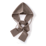 Womens Cashmere Hooded Wrap with Ties Pure Cashmere Warmer Cashmere Balaclava Taupe M