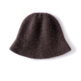 Womens Cashmere Knit Bucket Hat Timeless Cashmere Flare Knit Hat Coffee M