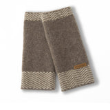 Cashmere Fingerless Gloves With Herringbone Thermal Knit Half Finger Taupe M