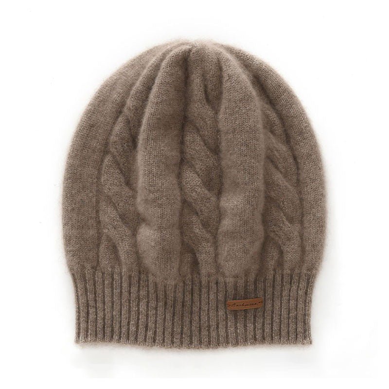 Womens Cashmere Knitted Beanie Cashmere Chunky Hat Warm Ear Protection Hat