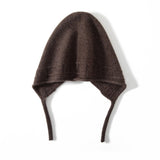 Womens Soft Cashmere Hooded Beanie Hat With Ties Cashmere Earflap Cap Brown M