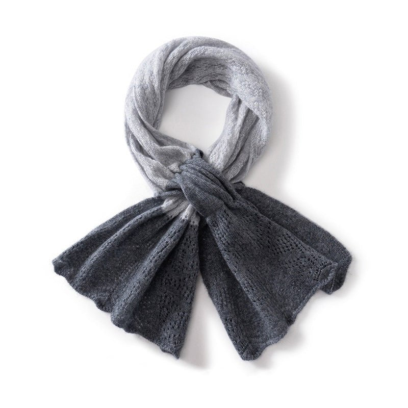 Womens Cashmere Scarf Cashmere Neckerchief Cashmere Lace Knit Scarf Grey M