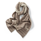 Reindeer Pattern Cashmere Scarf Christmas Deer Cashmere Wrap Taupe L