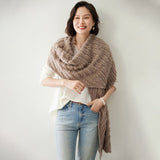 Womens Cashmere Shawl With Tassels Cashmere Scarf Cashmere Wrap Taupe M