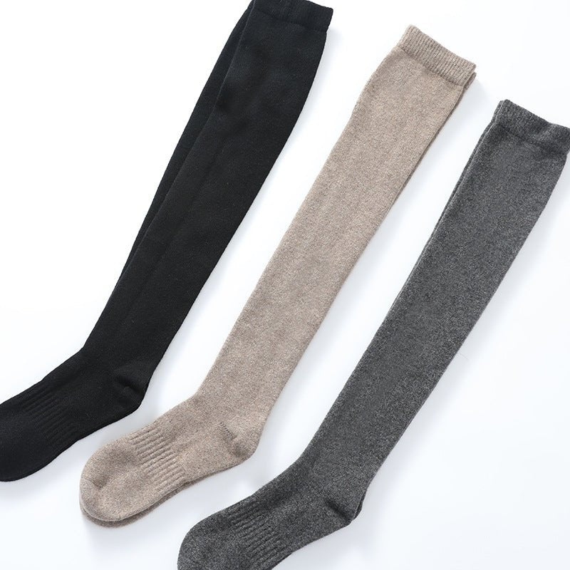 Womens Cashmere Stockings Cashmere Thigh High Socks Leg Warmers Taupe M