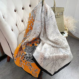 Womens Colorful Long Silk Scarf Landscape Print Square Silk Scarves Color C L