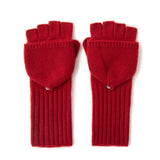 Womens Convertible Cashmere Knit Mittens Cashmere Flip Mittens Red M