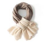 Womens Cashmere Two - tone Scarf With Ruffled Lace Cashmere Neckerchief Camel + Beige M