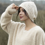 Women's Cut - out Cashmere Hats Warm Cashmere Beanie Hat Beige M