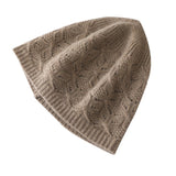 Women's Cut - out Cashmere Hats Warm Cashmere Beanie Hat Taupe M