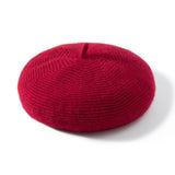 Womens French Cashmere Ribbed Beret For Holiday Cashmere Painter Claret M