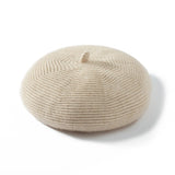 Womens French Cashmere Ribbed Beret For Holiday Cashmere Painter Beige M