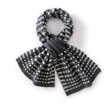 Womens Geometric Cashmere Knit Scarf Geometric Cashmere Wrap Dark Grey M